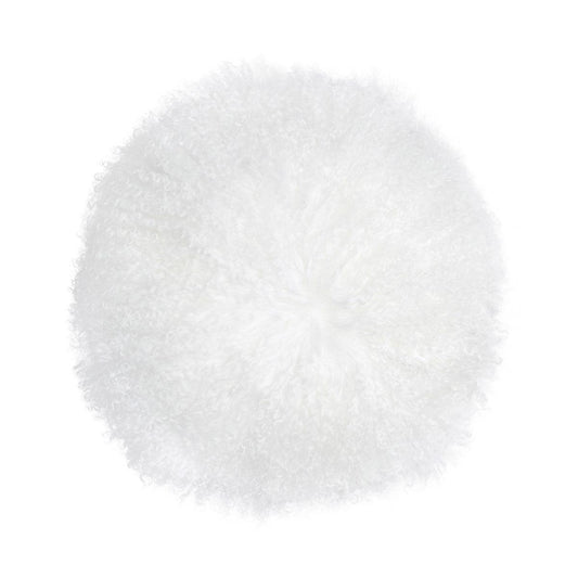 White Sheepskin 16 Round Pillow