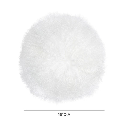 White Sheepskin 16 Round Pillow