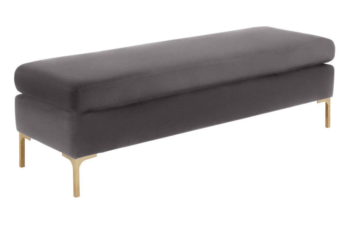 Daphne Grey Velvet Bench