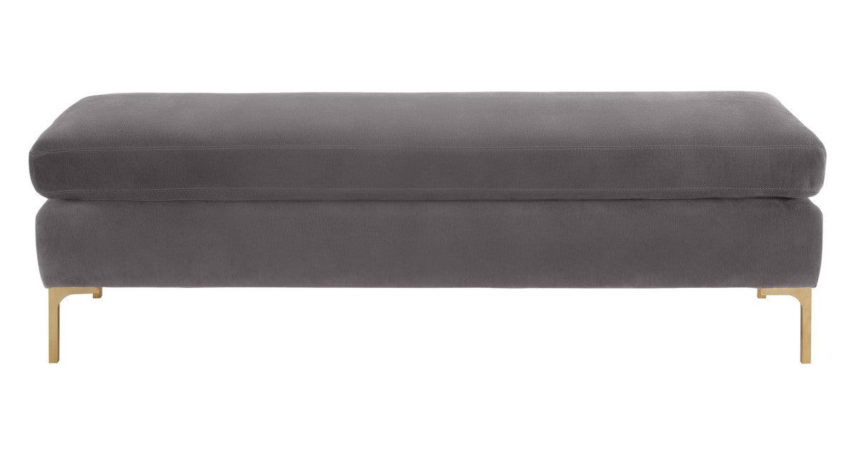 Daphne Grey Velvet Bench
