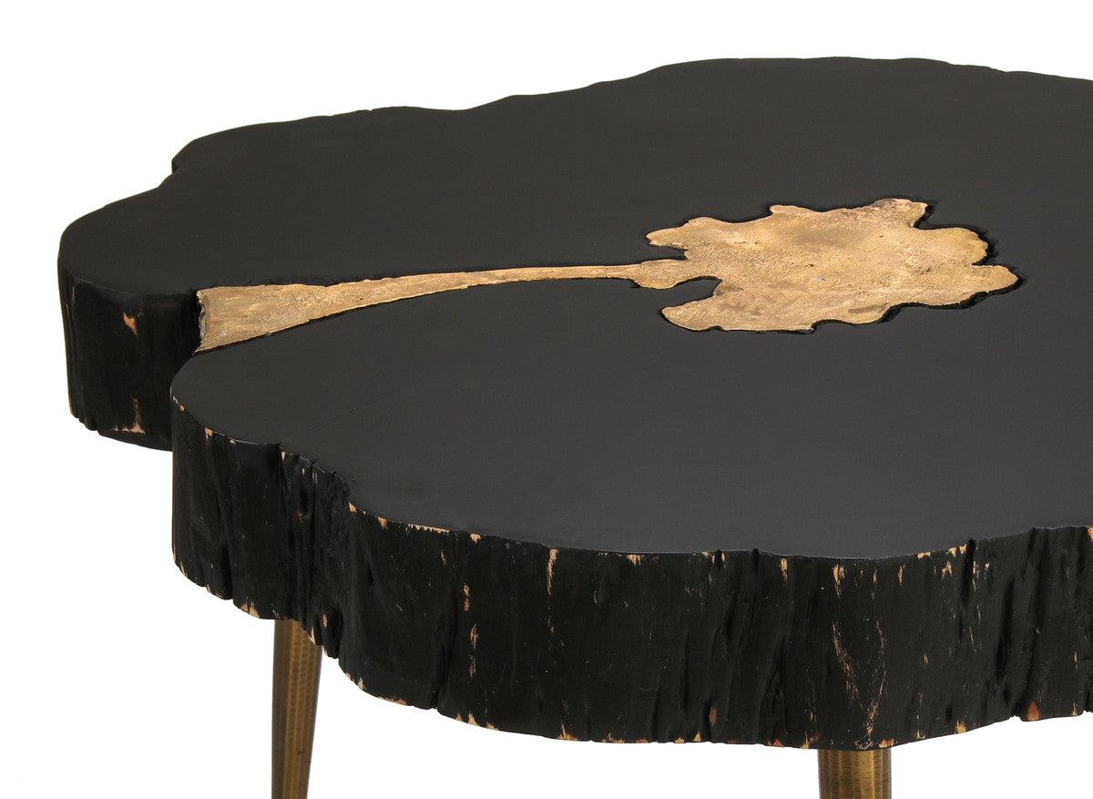 Table basse noire et laiton