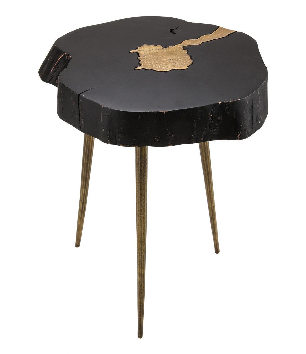 Table d'appoint noire et laiton 