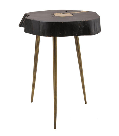 Table d'appoint noire et laiton 