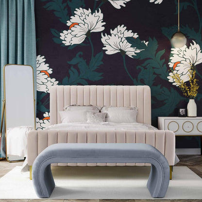 Kenny Sea Blue Velvet Bench