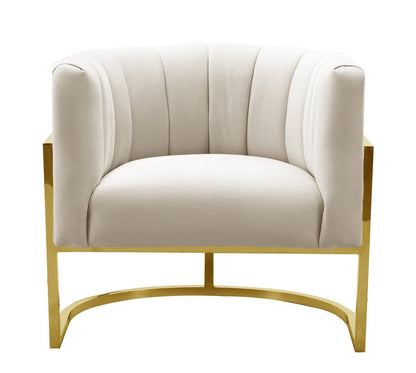 Chaise Magna crème à pois avec base dorée
