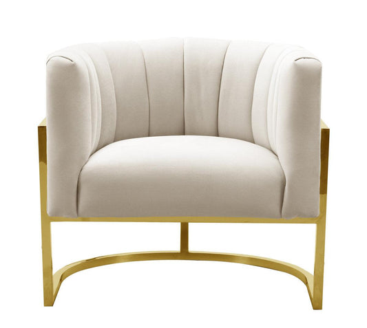 Magna Spotted Cream Chair with Gold Base