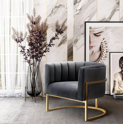 Chaise en velours gris Magna