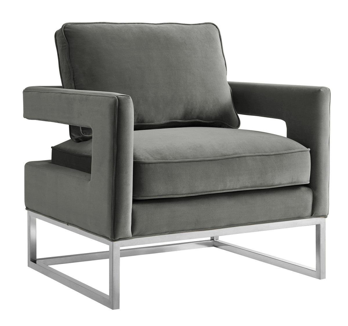 Chaise en velours gris Annabelle