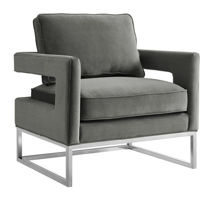 Chaise en velours gris Annabelle