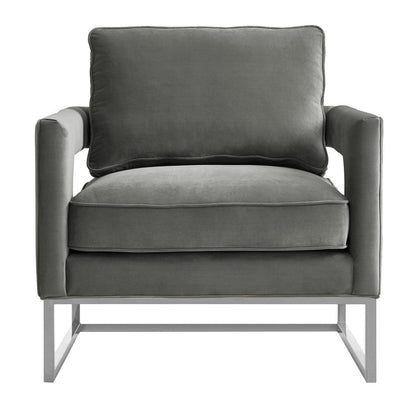 Chaise en velours gris Annabelle