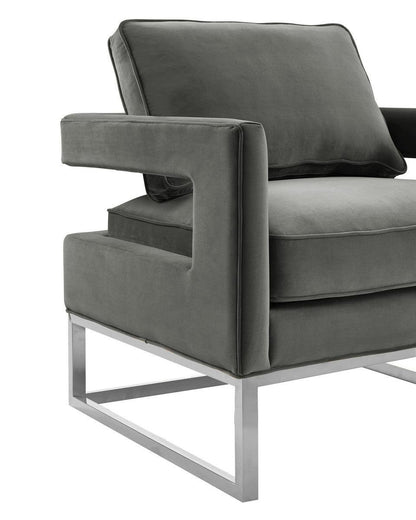 Chaise en velours gris Annabelle