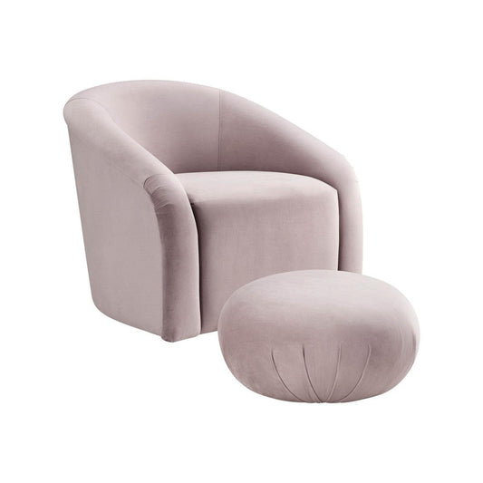 Ensemble chaise et pouf en velours mauve Bosh