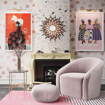 Ensemble chaise et pouf en velours mauve Bosh