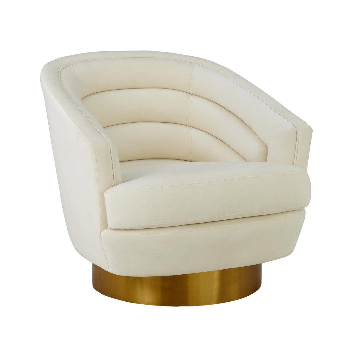 Chaise pivotante en velours crème Canova