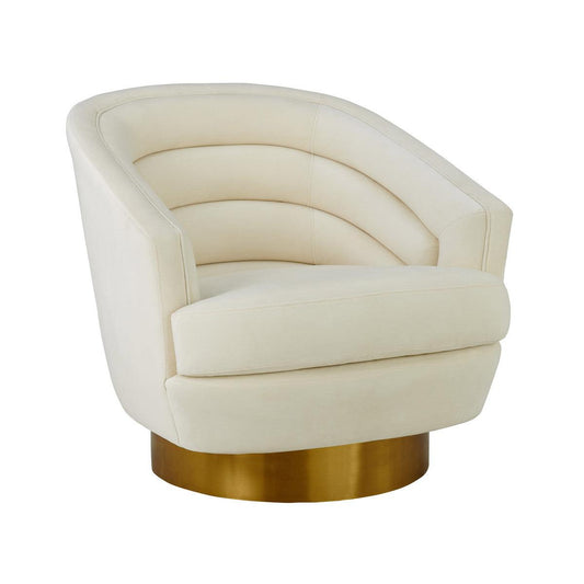 Chaise pivotante en velours crème Canova