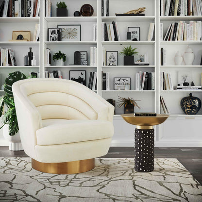 Chaise pivotante en velours crème Canova