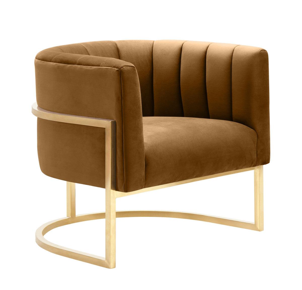 Chaise Magna en velours cognac