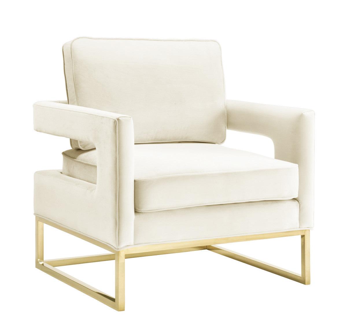 Chaise en velours crème Annabelle