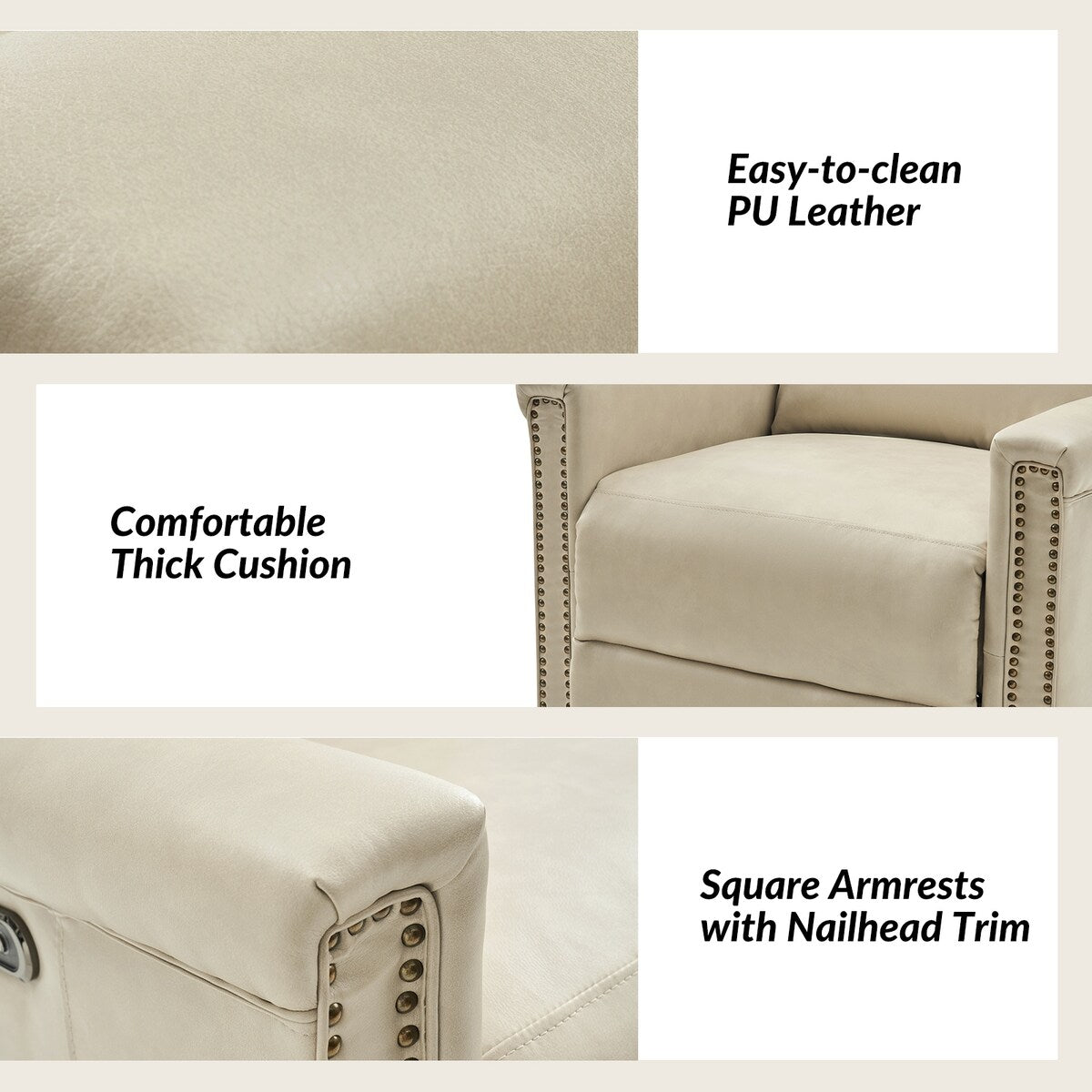 Ensemble de 2 fauteuils inclinables électriques pivotants et à bascule traditionnels Tobias par HULALA HOME