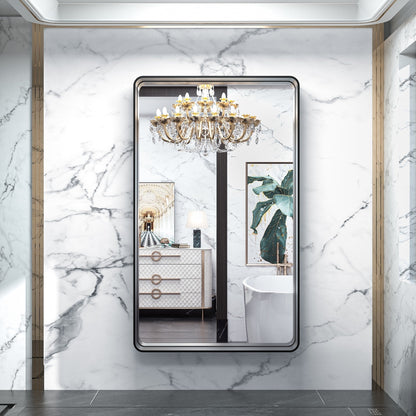 Miroir mural de salle de bain moderne à cadre en métal TokeShimi