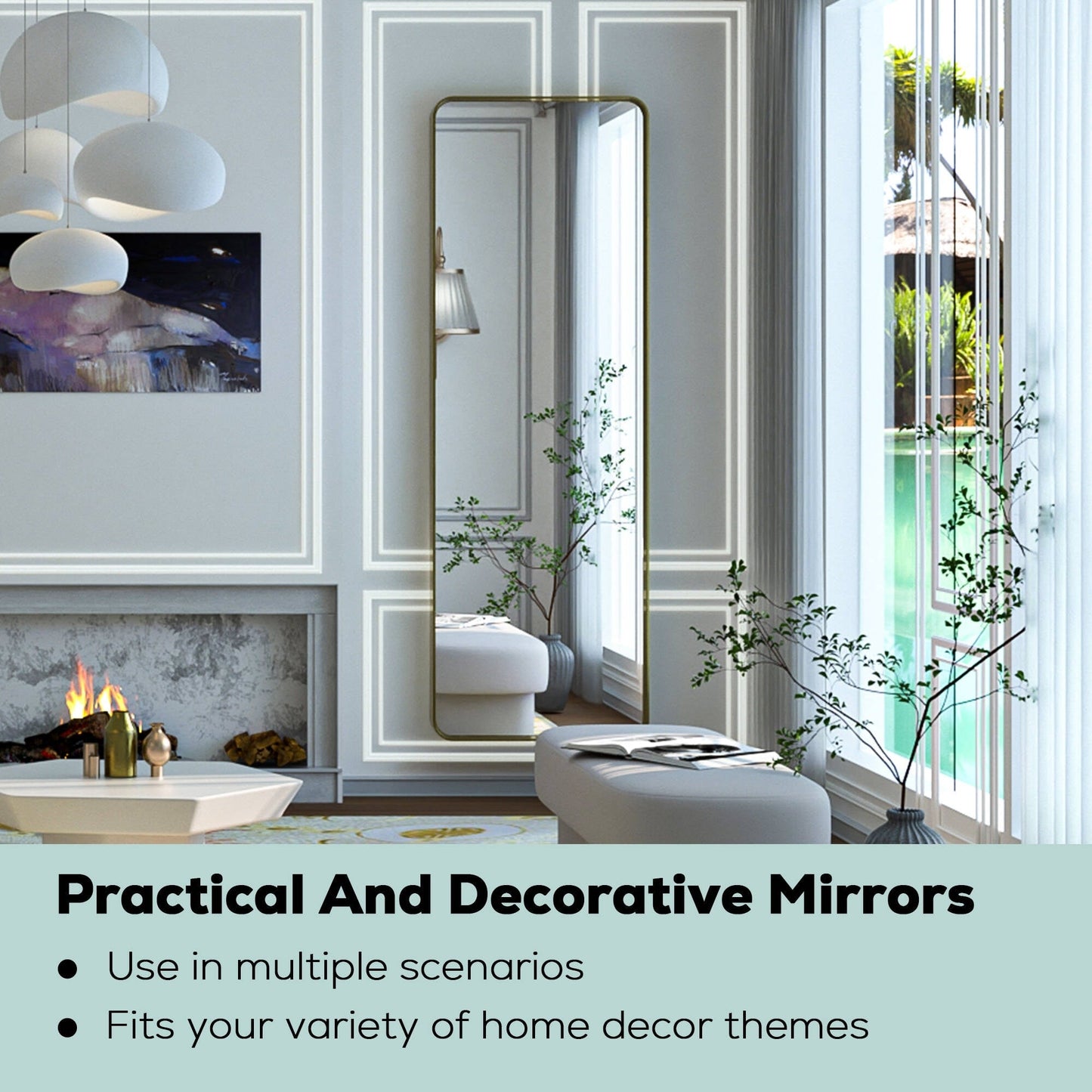 Miroir mural de salle de bain moderne à cadre en métal TokeShimi