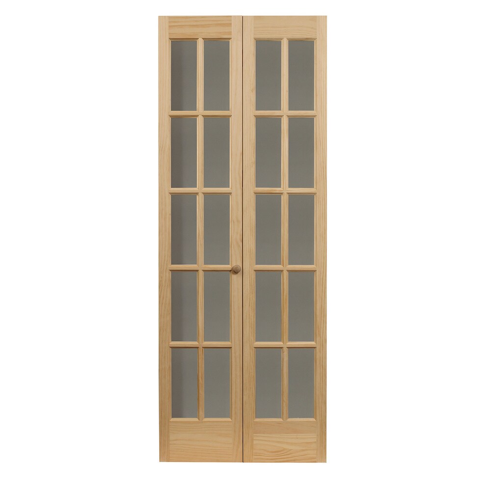 Porte pliante traditionnelle en pin brut AWC de 36 pouces avec verre divisé