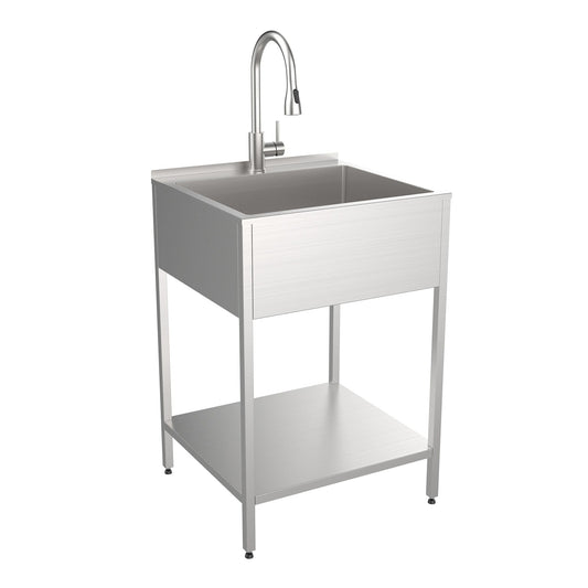 Évier de buanderie et lavabo en acier inoxydable Transolid EWS-2422S de 24 po de largeur x 22 po de profondeur x 35 po de hauteur - 24 po x 22 po