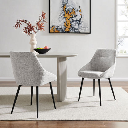 Chaise de salle à manger Sage gris clair avec pieds noirs