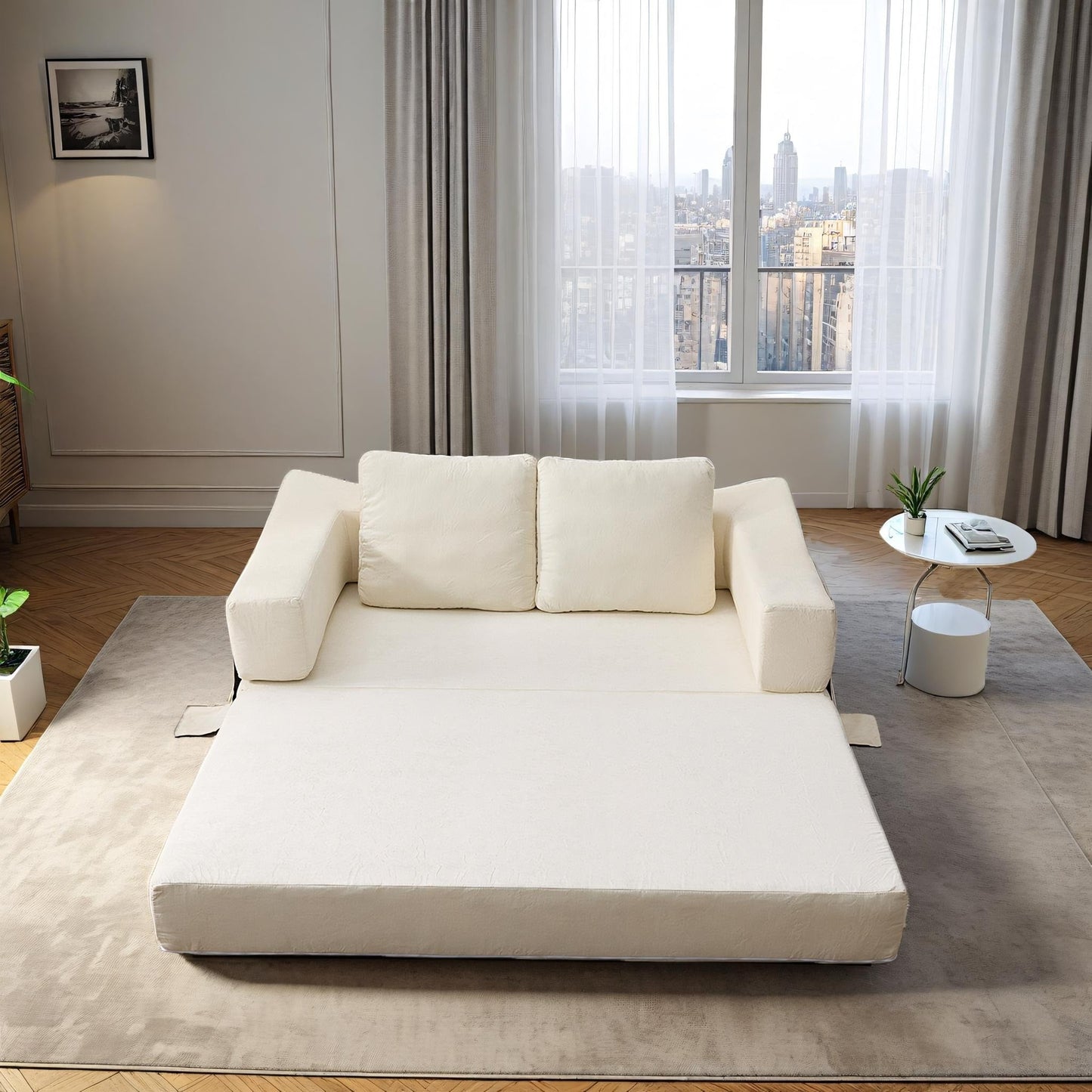 Canapé-lit convertible rembourré 70,87 $, fauteuil convertible, canapé de sol confortable pour salon, chambre, tissu chenille