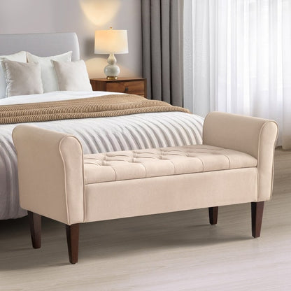 Banc de rangement rembourré, banc d'entrée avec dessus rabattable touffeté, 50,4 pouces