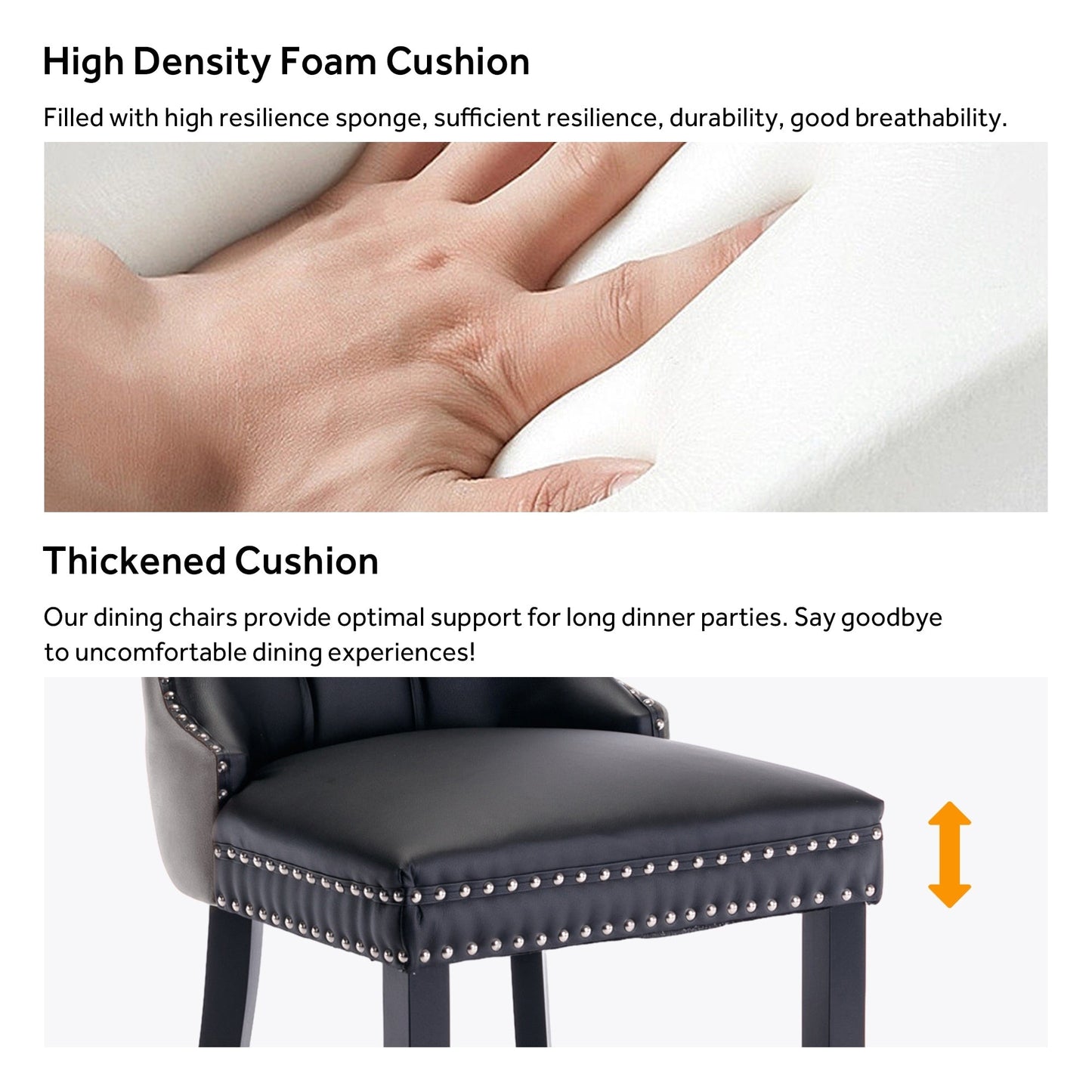 Chaise de salle à manger capitonnée en velours avec pieds en bois massif, lot de 6