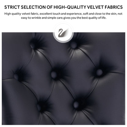 Chaise de salle à manger capitonnée en velours avec pieds en bois massif, lot de 6