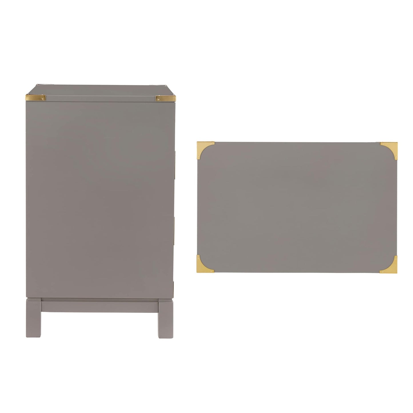 Table de chevet Valoria à 3 tiroirs avec accents dorés