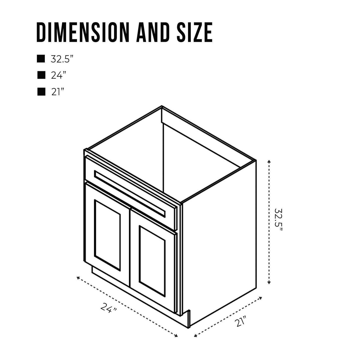 Meuble-lavabo simple en bois massif de 24 pouces de Vanity Art