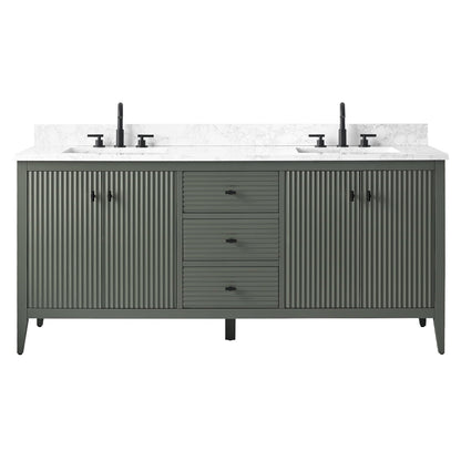 Meuble-lavabo double vasque Vanity Art 72 avec plateau en marbre reconstitué