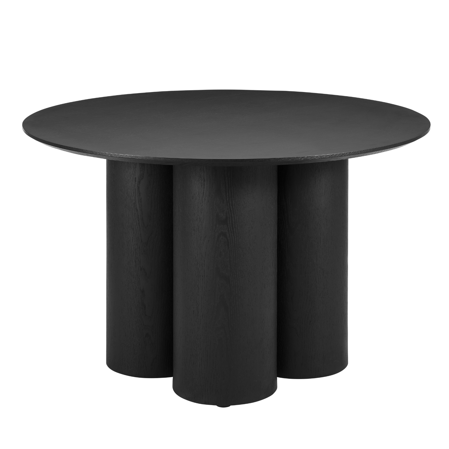 Table à manger ronde en bois noir Marco avec base en bois noir