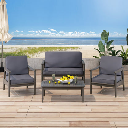 Ensemble de salon de jardin Willowbrook en bois d'acacia 4 places par Christopher Knight Home