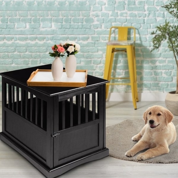 Table d'appoint en bois pour cage pour animaux de compagnie avec porte verrouillable