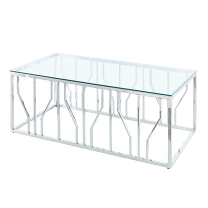 Table basse Aria Silver Deco avec plateau en verre transparent