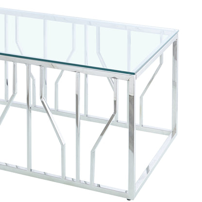 Table basse Aria Silver Deco avec plateau en verre transparent