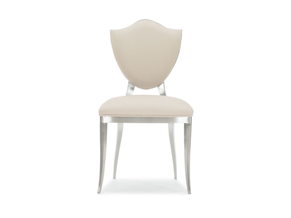 Chaise de salle à manger Babs Shield Me en chrome légèrement brossé