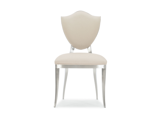 Chaise de salle à manger Babs Shield Me en chrome légèrement brossé