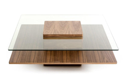 Table basse Reverie en noyer et verre
