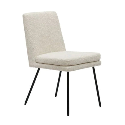Chaise de salle à manger bouclée crème avec pieds noirs