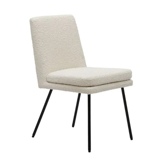 Chaise de salle à manger bouclée crème avec pieds noirs