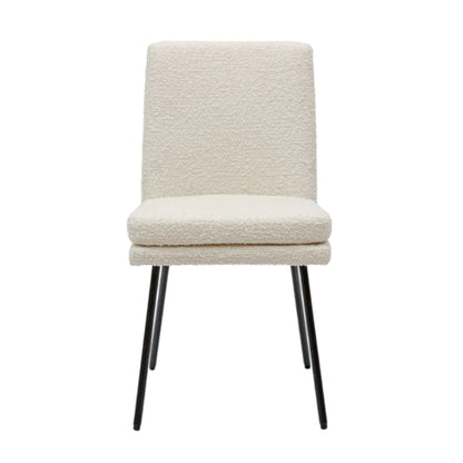 Chaise de salle à manger bouclée crème avec pieds noirs