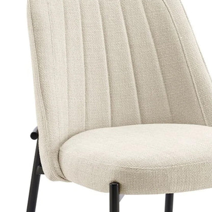 Chaise de salle à manger Adele en lin crème avec pieds noirs
