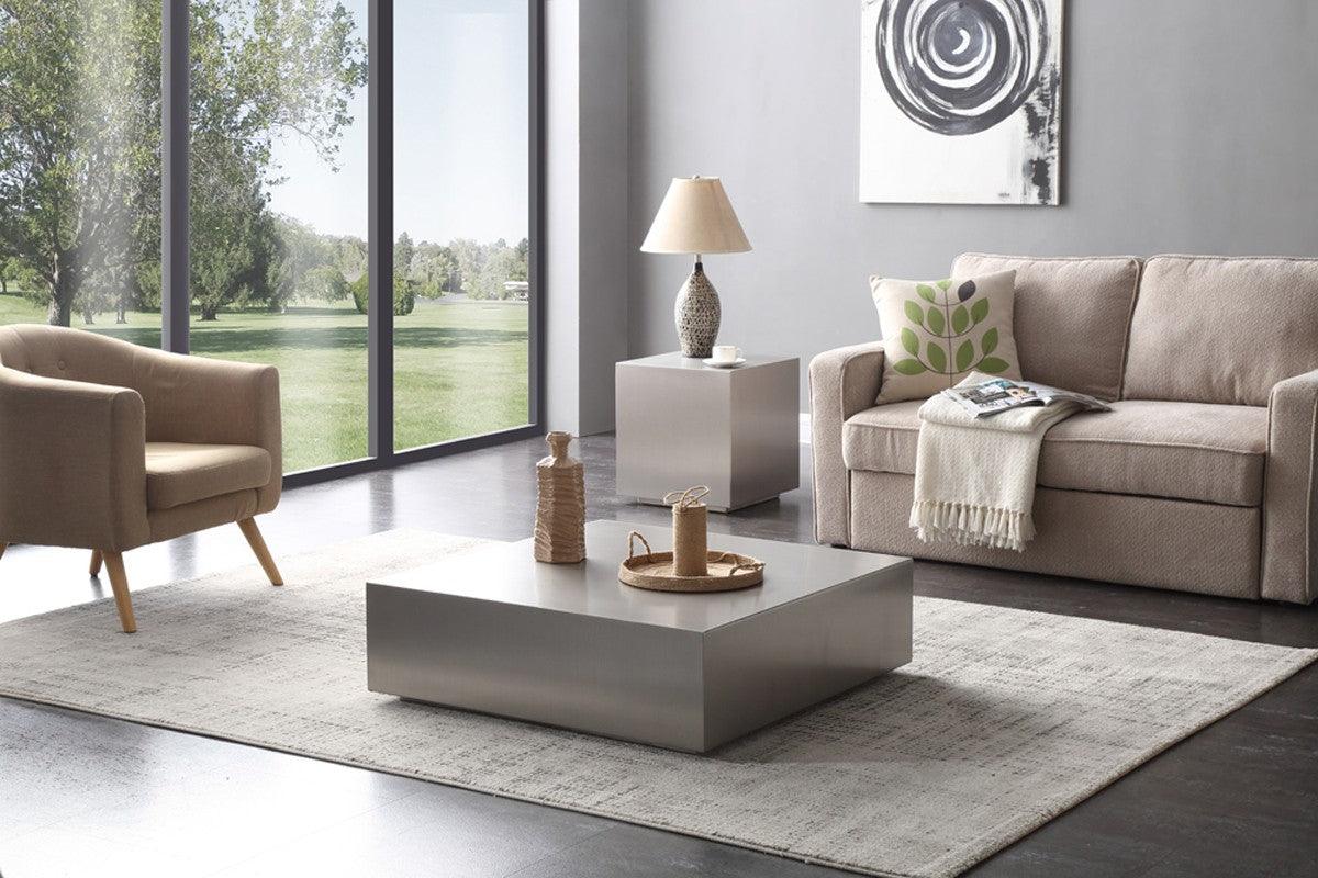 Table basse en acier inoxydable brossé 