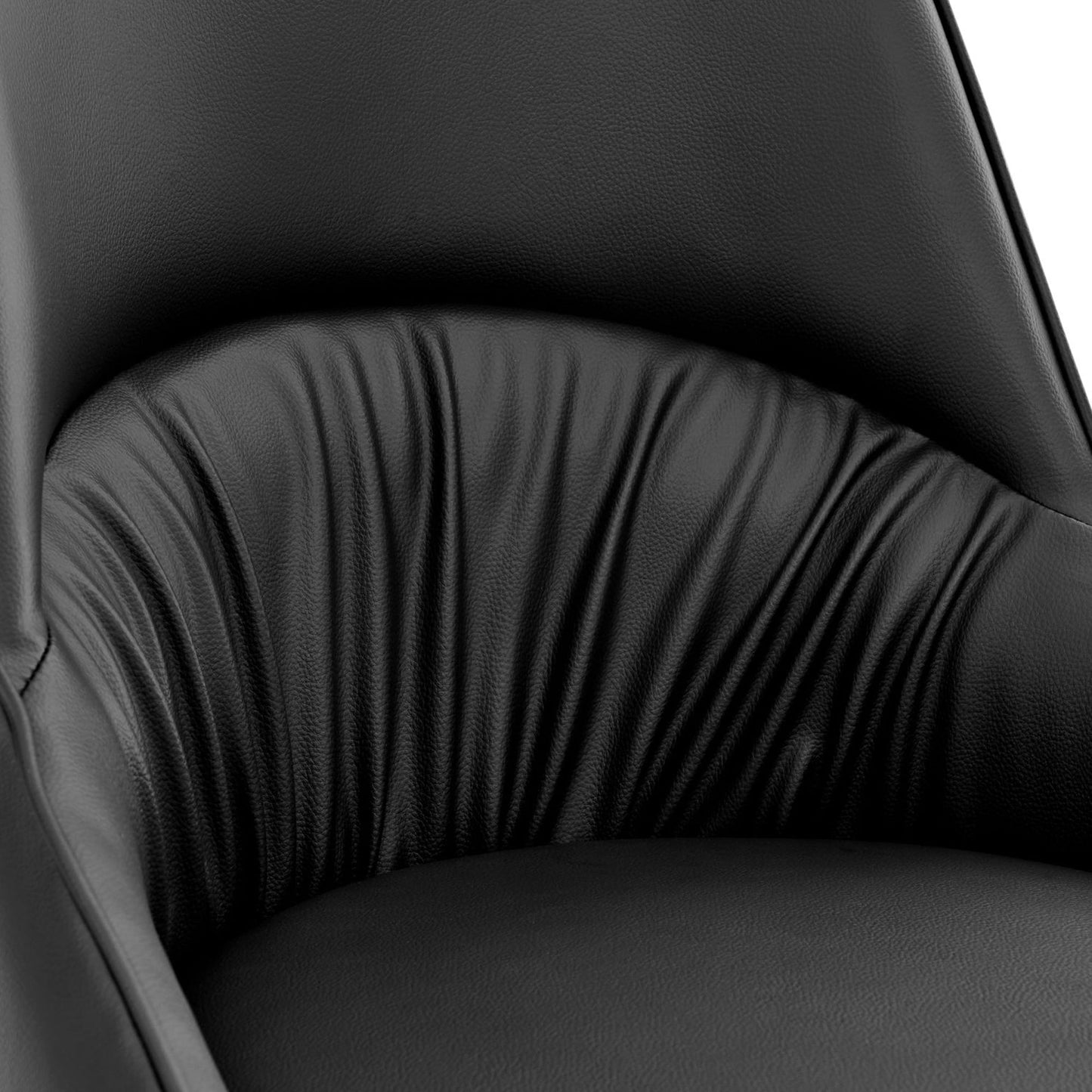 Chaise de salle à manger Axel en cuir noir, design froissé, pieds dorés