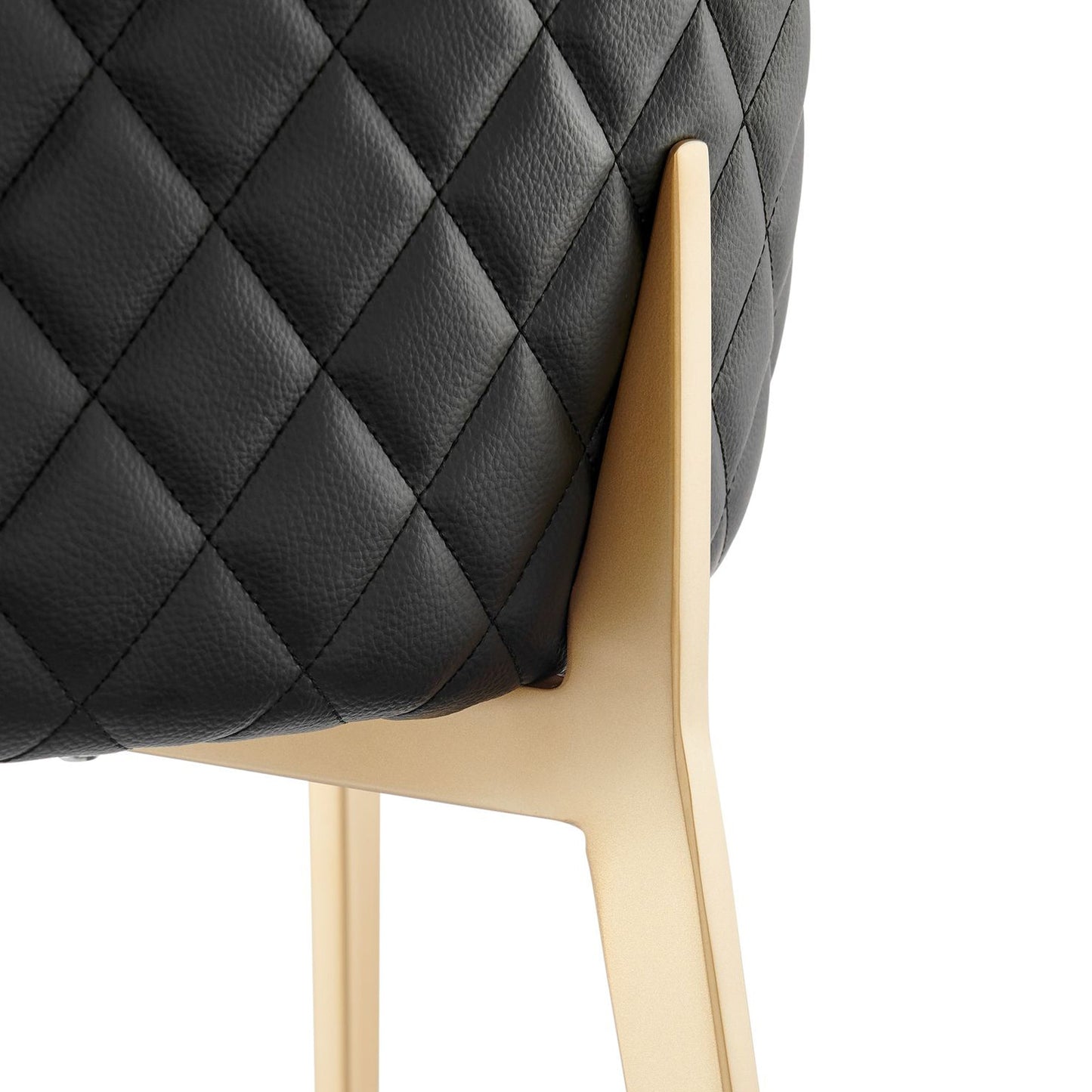 Chaise de salle à manger noire Jade en similicuir avec pieds dorés